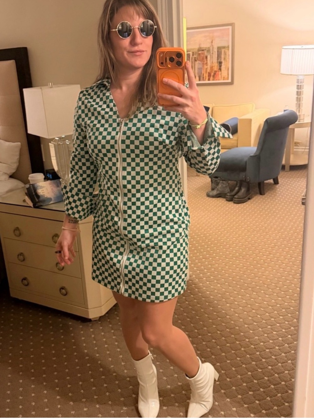 Urban Outfitters | Green & White Checkered Dress | 70’s style